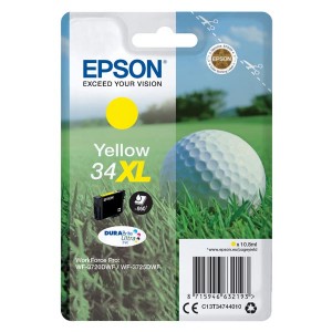 Epson originální ink C13T34744010, T347440, 34XL, yellow, 10.8ml, Epson WF-3720DWF, 3725DWF
