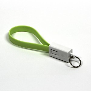 Logo USB kabel (2.0), USB A samec - microUSB samec, 0.2m, světle zelená, blistr, klíčenka, DOPRODEJ