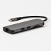 USB (3.1), USB typ C dokovací stanice 7-port, Multi, šedý, All New, USB C (PD), 2x USB 3.0, TF, SD, HDMI, RJ45