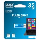 Goodram USB flash disk, 2.0, 32GB, UCU2, modrý, UCU2-0320B0R11, nové papírové balení podpora OS Win 7