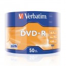 Verbatim DVD-R, 43788, 50-pack, 4.7GB, 16x, 12cm, Matt Silver, wrap, Azo+, pro archivaci dat