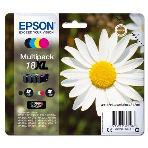 Epson originální ink C13T18164012, T181640, 18XL, CMYK, 3x6,6/11,5ml, Epson Expression Home XP-102, XP-402, XP-405, XP-302