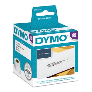 Dymo papírové štítky 89mm x 28mm, bílé, adresní, 2X130 ks, 99010, S0722370