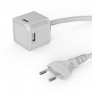USB rozbočovač prodlužovací, CEE7 (vidlice)-POWERCUBE, 1.5m, USBCUBE EXTENDED, bílá, POWERCUBE, 4x USB A port, kompaktní
