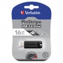 Verbatim USB flash disk, USB 3.0 (3.2 Gen 1), 16GB, PinStripe, Store N Go, černý, 49316, USB A, s výsuvným konektorem
