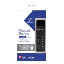 Verbatim USB flash disk, 3.0, 64GB, Keypad Secure, černý, 49428, 256bitové hardwarové šifrování AES, LED indikátor konektor USB A