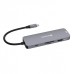 USB (3.2) hub 8-port, 32151, šedá, délka kabelu 15cm, Verbatim, 1x USB C, 3x USB A, 2x HDMI, 1x SD 3.0