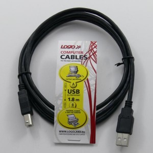 Kabel USB (2.0), USB A M- USB B M, 1.8m, černý, Logo