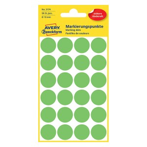 Avery Zweckform etikety 18mm, neon zelené, 24 etiket, značkovací, baleno po 4 ks, 3174, pro ruční popis