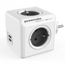Rozbočovací zásuvka 240V, CEE7 (vidlice)-POWERCUBE, 0.1m, ORIGINAL USB, šedá, POWERCUBE, 4 zásuvky, 2xUSB porty