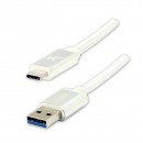 Kabel USB (3.2 gen 1), USB A M- USB C M, 1m, 5 Gb/s, 5V/3A, bílý, Logo, box, nylonové opletení, hliníkový kryt konektoru