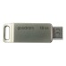 Goodram USB flash disk, USB 3.0 (3.2 Gen 1), 16GB, ODA3, stříbrný, ODA3-0160S0R11, USB A / USB C, s otočnou krytkou