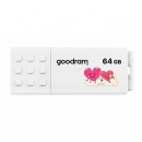 Goodram USB flash disk, USB 2.0, 64GB, UME2, bílý, UME2-0640W0R11-V, USB A, s krytkou
