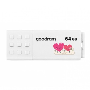 Goodram USB flash disk, USB 2.0, 64GB, UME2, bílý, UME2-0640W0R11-V, USB A, s krytkou