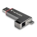 Verbatim USB flash disk, USB C a USB 3.2 Gen 1, 128GB, Dual QuickStick, šedý, 32040, USB C, s poutkem