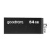 Goodram USB flash disk, USB 2.0, 64GB, UCU2, černý, UCU2-0640K0R11, USB A, s otočnou krytkou