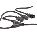 Síťový kabel 230V prodlužovací, M-2xF, 1,2m, 3 žil, rozdvojka, černý