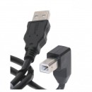 Kabel USB (2.0), USB A M- USB B M, 2m, lomený 90°, černý