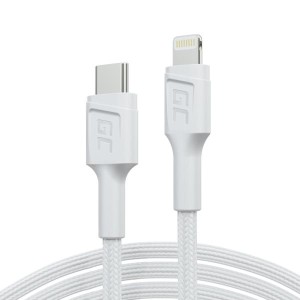 Green Cell PowerStream kabel USB-C bílý - Lightning MFi 1m pro Apple iPhone s podporou rychlého nabíjení