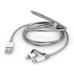 Verbatim USB kabel (2.0), USB A samec - microUSB samec + Apple Lightning samec, 1m, stříbrný, box, 48869, 2 in 1 - nastavitelná ko