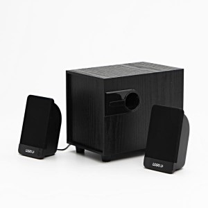 Logo reproduktory 2.1, 8W, černé, regulace hlasitosti, dřevěné