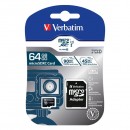 Verbatim paměťová karta micro SDXC, 64GB, SDXC, 47042, UHS-I U1 (Class 10), s adaptérem