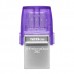 Kingston USB flash disk OTG, USB 3.0 (3.2 Gen 1), 128GB, Data Traveler microDuo3 G2, stříbrno-fialový, DTDUO3CG3/128GB, USB A / US