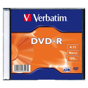 Verbatim DVD-R, Matt Silver, 43547, 4.7GB, 16x, slim box, 1 ks, bez možnosti potisku, 12cm, pro archivaci dat