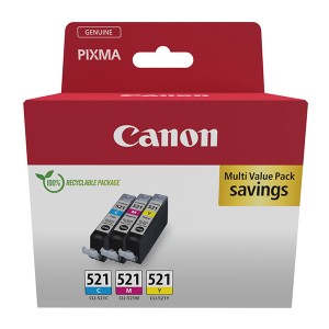 Canon originální ink CLI-521, CMY, blistr s ochranou, 3x9ml, 2934B016, Canon iP3600, iP4600, MP620, MP630, MP980