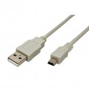 USB kabel (2.0), USB A M - miniUSB M, 1.8m, šedý