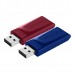 Verbatim USB flash disk, USB 2.0, 32GB, Slider, červený, modrý, 49327, USB A, s výsuvným konektorem, 2 ks