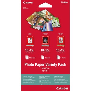 Canon Photo Paper Variety Pack VP-101, foto papír, 5x PP201, 5x SG201, 10x GP501 typ lesklý, bílý, 10x15cm, 4x6