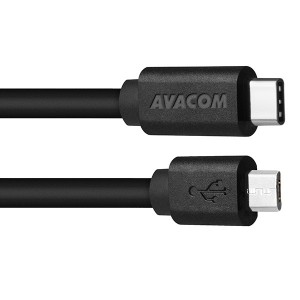 Datový a nabíjecí kabel USB Type-C - Micro USB, 100cm, černá