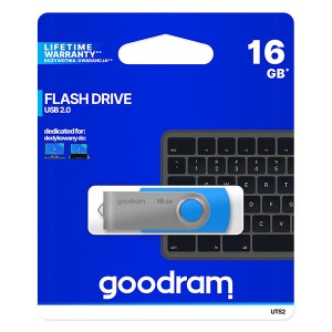 Goodram USB flash disk, USB 2.0, 16GB, UTS2, modrý, UTS2-0160B0R11, USB A, s otočnou krytkou