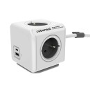 Rozbočovací zásuvka 250V, CEE7 (vidlice) - POWERCUBE, 1.5m, ORIGINAL USB, šedá, POWERCUBE, 4 zásuvky, USB A+C, Power Delivery, Qui