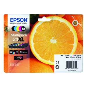 Epson originální ink C13T33574011, T33XL, CMYK, 12,2/3x8,9/8,1ml, Epson Expression Home a Premium XP-530,630,635,830