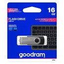 Goodram USB flash disk, USB 3.0 (3.2 Gen 1), 16GB, UTS3, černý, UTS3-0160K0R11, USB A, s otočnou krytkou