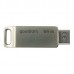 Goodram USB flash disk, USB 3.0 (3.2 Gen 1), 64GB, ODA3, stříbrný, ODA3-0640S0R11, USB A / USB C, s otočnou krytkou