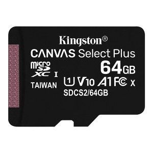 Kingston paměťová karta Canvas Select Plus, 64GB, micro SDXC, SDCS2/64GBSP, UHS-I U1 (Class 10), bez adaptéru, A1