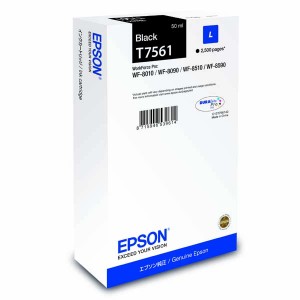 Epson originální ink C13T756140, T7561, L, black, 2500str., 50ml, 1ks, Epson WorkForce Pro WF-8590DWF