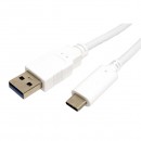 Kabel USB (3.1), USB A M- USB C M, 1m, kulatý, bílý, plastic bag