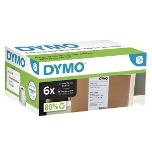 Dymo papírové štítky 159mm x 104mm, bílé, velké, 6 x 220 ks, 2128307, 6 rolí v balení, cena za balení
