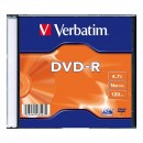 Verbatim DVD-R, 43547, DataLife PLUS, 20-pack, 4.7GB, 16x, 12cm, General, Standard, slim box, Matte Silver, bez možnosti potisku, 