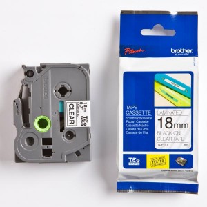 Brother originální páska do tiskárny štítků, Brother, TZE-141, černý tisk/průsvitný podklad, laminovaná, 8m, 18mm
