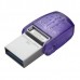 Kingston USB flash disk OTG, USB 3.0 (3.2 Gen 1), 128GB, Data Traveler microDuo3 G2, stříbrno-fialový, DTDUO3CG3/128GB, USB A / US