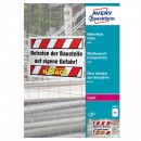 Avery Zweckform fólie 210mm x 297mm, A4, bílé, 1 etiketa, voděodolné, baleno po 100 ks, 3487, pro laserové tiskárny a kopírky