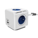 Rozbočovací zásuvka 250V, CEE7 (vidlice) - POWERCUBE, 1.5m, ORIGINAL USB, modrá, POWERCUBE, 4 zásuvky, USB A+C, Power Delivery, Qu