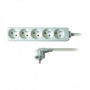 Síťový kabel 230V prodlužovací, CEE7 (vidlice)-zásuvka 5x, 3m, VDE approved, černý