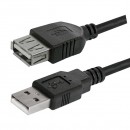 Kabel USB (2.0), USB A M- USB A F, 1.8m, černý, Logo, cena za 1 kus