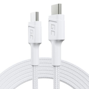 Green Cell  kabel USB-C bílý, 2m PowerStream s rychlým nabíjením Power Delivery 60W, Ultra Charge, Quick Charge 3.0